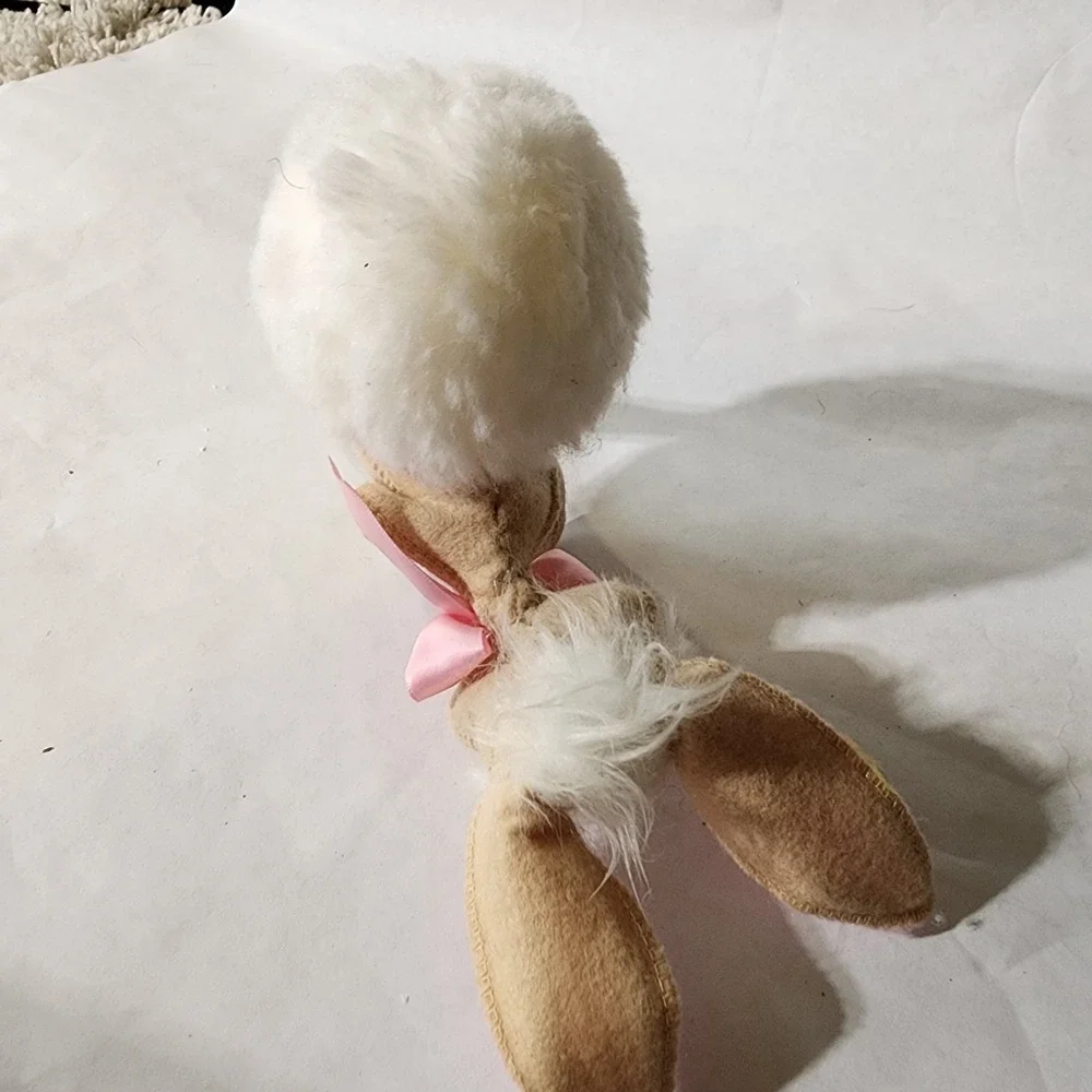 Annalee Easter Bunny Felt Figurine - Pink Bow & Ears - Retired Spring Rabbit‎